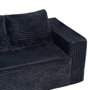 English Elm 63 Inch Compact Corduroy Loveseat High Density Foam Two Seater for Bedroom or Office Dark Gray W5527P515055