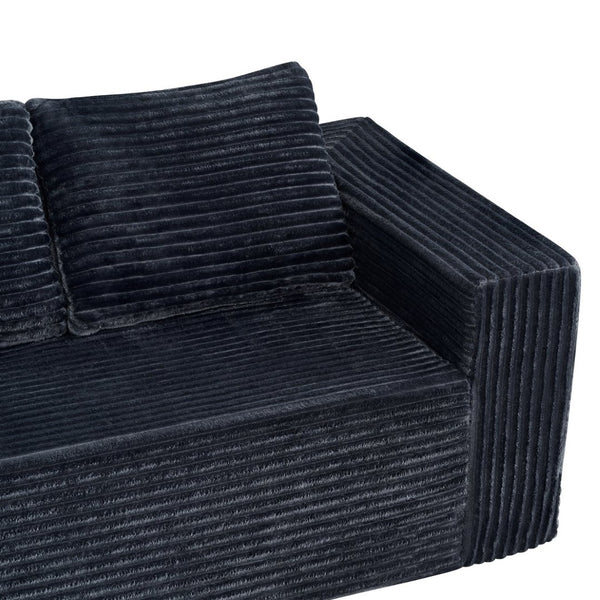 English Elm 63 Inch Compact Corduroy Loveseat High Density Foam Two Seater for Bedroom or Office Dark Gray W5527P515055