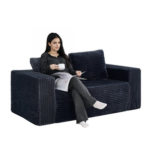 English Elm 63 Inch Compact Corduroy Loveseat High Density Foam Two Seater for Bedroom or Office Dark Gray W5527P515055