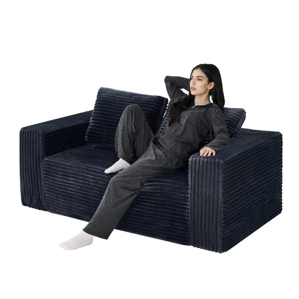 English Elm 63 Inch Compact Corduroy Loveseat High Density Foam Two Seater for Bedroom or Office Dark Gray W5527P515055