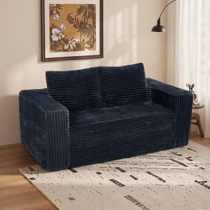 English Elm 63 Inch Compact Corduroy Loveseat High Density Foam Two Seater for Bedroom or Office Dark Gray W5527P515055
