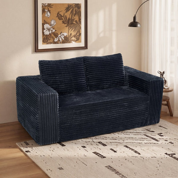 English Elm 63 Inch Compact Corduroy Loveseat High Density Foam Two Seater for Bedroom or Office Dark Gray W5527P515055