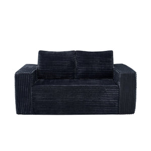 English Elm 63 Inch Compact Corduroy Loveseat High Density Foam Two Seater for Bedroom or Office Dark Gray W5527P515055