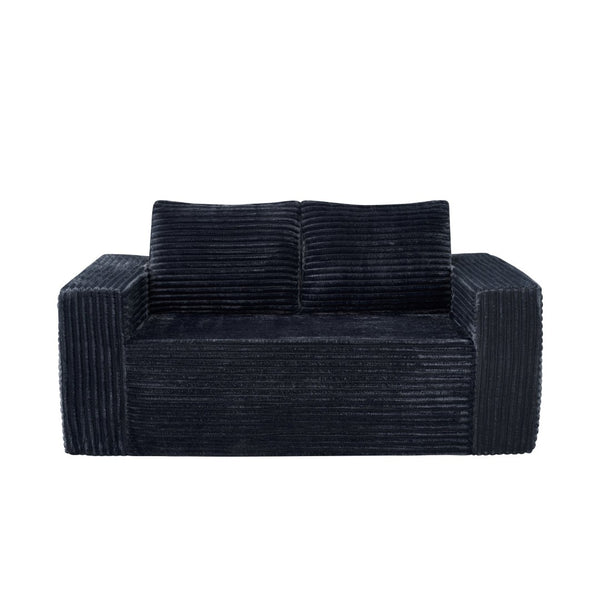 English Elm 63 Inch Compact Corduroy Loveseat High Density Foam Two Seater for Bedroom or Office Dark Gray W5527P515055