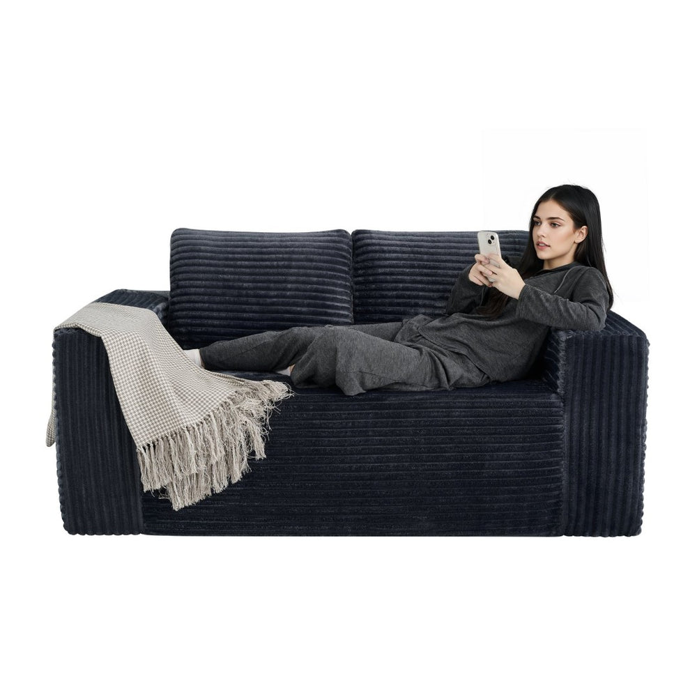 English Elm 63 Inch Compact Corduroy Loveseat High Density Foam Two Seater for Bedroom or Office Dark Gray W5527P515055