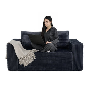 English Elm 63 Inch Compact Corduroy Loveseat High Density Foam Two Seater for Bedroom or Office Dark Gray W5527P515055