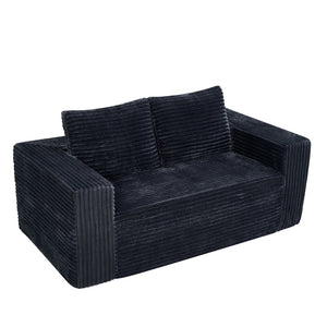 English Elm 63 Inch Compact Corduroy Loveseat High Density Foam Two Seater for Bedroom or Office Dark Gray W5527P515055
