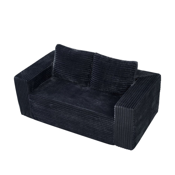 English Elm 63 Inch Compact Corduroy Loveseat High Density Foam Two Seater for Bedroom or Office Dark Gray W5527P515055