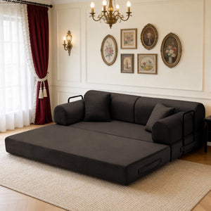 English Elm Convertible Floor Sofa Bed with Corduroy Upholstery 4in1 Folding Lounge for Small Spaces W5532P503593