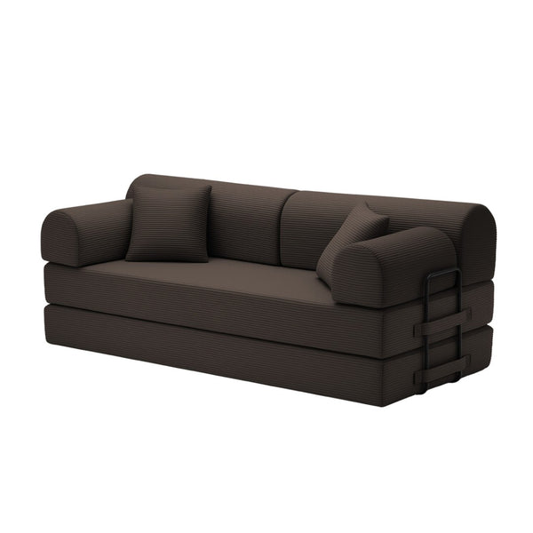English Elm Convertible Floor Sofa Bed with Corduroy Upholstery 4in1 Folding Lounge for Small Spaces W5532P503593