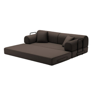 English Elm Convertible Floor Sofa Bed with Corduroy Upholstery 4in1 Folding Lounge for Small Spaces W5532P503593