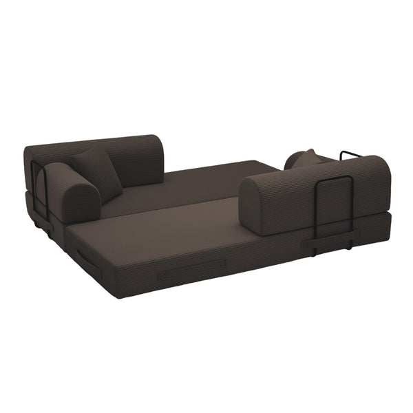 English Elm Convertible Floor Sofa Bed with Corduroy Upholstery 4in1 Folding Lounge for Small Spaces W5532P503593