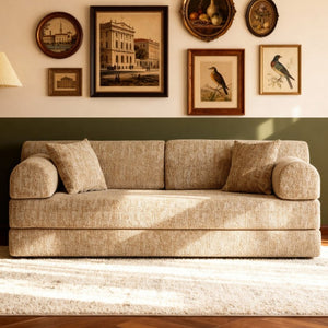 English Elm Convertible Bouclé Floor Sofa Folds Into Loveseat Chaise or Daybed for Small Spaces W5532P523236