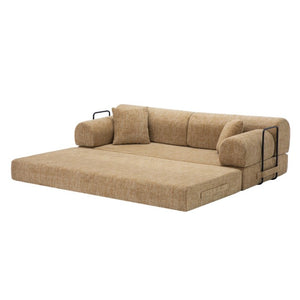 English Elm Convertible Bouclé Floor Sofa Folds Into Loveseat Chaise or Daybed for Small Spaces W5532P523236