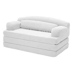 English Elm Foldable Corduroy Loveseat Sofa Bed with High Density Foam for Studio or Guest Room White W5532P531655