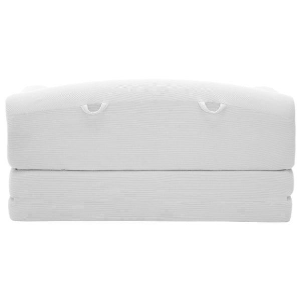 English Elm Foldable Corduroy Loveseat Sofa Bed with High Density Foam for Studio or Guest Room White W5532P531655