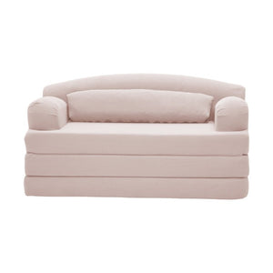 English Elm Foldable Corduroy Loveseat Sofa Bed with High Density Foam for Studio or Guest Room Baby Pink W5532P531656