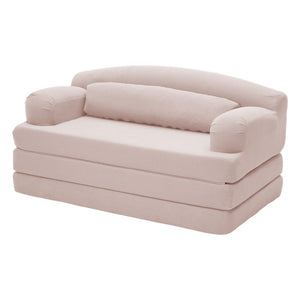 English Elm Foldable Corduroy Loveseat Sofa Bed with High Density Foam for Studio or Guest Room Baby Pink W5532P531656