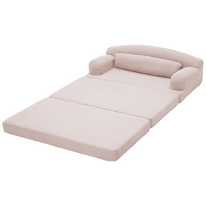 English Elm Foldable Corduroy Loveseat Sofa Bed with High Density Foam for Studio or Guest Room Baby Pink W5532P531656