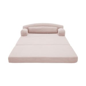 English Elm Foldable Corduroy Loveseat Sofa Bed with High Density Foam for Studio or Guest Room Baby Pink W5532P531656