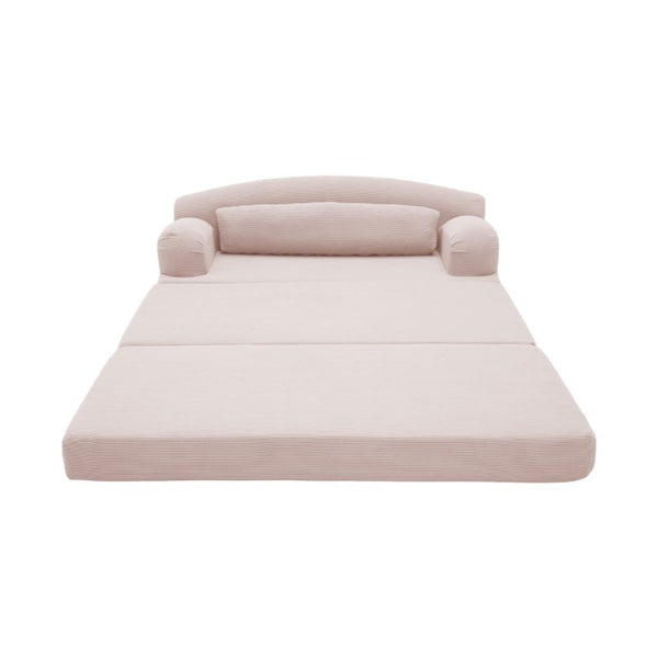 English Elm Foldable Corduroy Loveseat Sofa Bed with High Density Foam for Studio or Guest Room Baby Pink W5532P531656