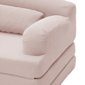 English Elm Foldable Corduroy Loveseat Sofa Bed with High Density Foam for Studio or Guest Room Baby Pink W5532P531656
