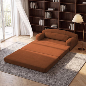 English Elm Foldable Corduroy Loveseat Sofa Bed with High Density Foam for Studio or Guest Room Orange W5532P531657