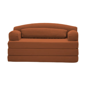 English Elm Foldable Corduroy Loveseat Sofa Bed with High Density Foam for Studio or Guest Room Orange W5532P531657
