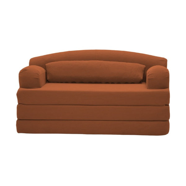 English Elm Foldable Corduroy Loveseat Sofa Bed with High Density Foam for Studio or Guest Room Orange W5532P531657