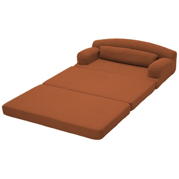 English Elm Foldable Corduroy Loveseat Sofa Bed with High Density Foam for Studio or Guest Room Orange W5532P531657