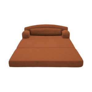 English Elm Foldable Corduroy Loveseat Sofa Bed with High Density Foam for Studio or Guest Room Orange W5532P531657