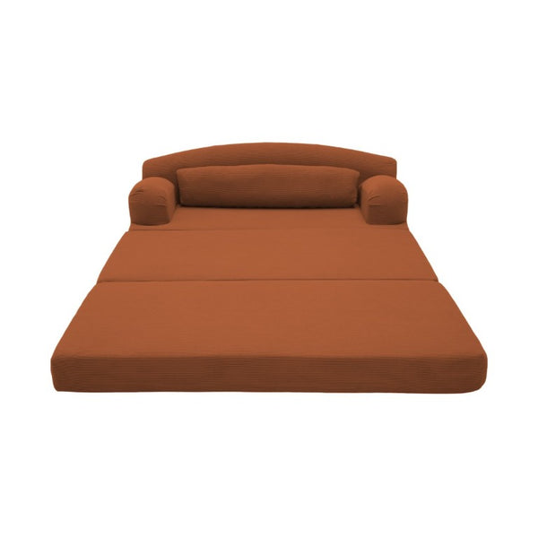 English Elm Foldable Corduroy Loveseat Sofa Bed with High Density Foam for Studio or Guest Room Orange W5532P531657