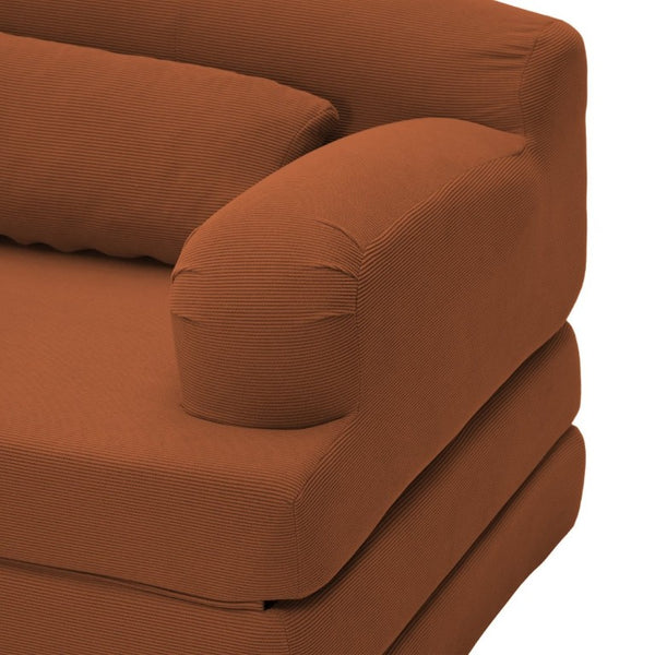 English Elm Foldable Corduroy Loveseat Sofa Bed with High Density Foam for Studio or Guest Room Orange W5532P531657