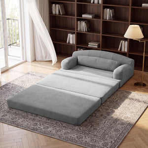 English Elm Foldable Corduroy Loveseat Sofa Bed with High Density Foam for Studio or Guest Room Light Gray W5532P531661