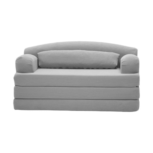 English Elm Foldable Corduroy Loveseat Sofa Bed with High Density Foam for Studio or Guest Room Light Gray W5532P531661
