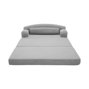 English Elm Foldable Corduroy Loveseat Sofa Bed with High Density Foam for Studio or Guest Room Light Gray W5532P531661