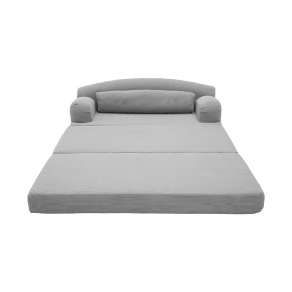 English Elm Foldable Corduroy Loveseat Sofa Bed with High Density Foam for Studio or Guest Room Light Gray W5532P531661