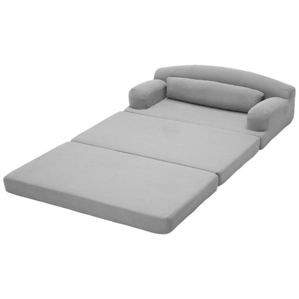 English Elm Foldable Corduroy Loveseat Sofa Bed with High Density Foam for Studio or Guest Room Light Gray W5532P531661