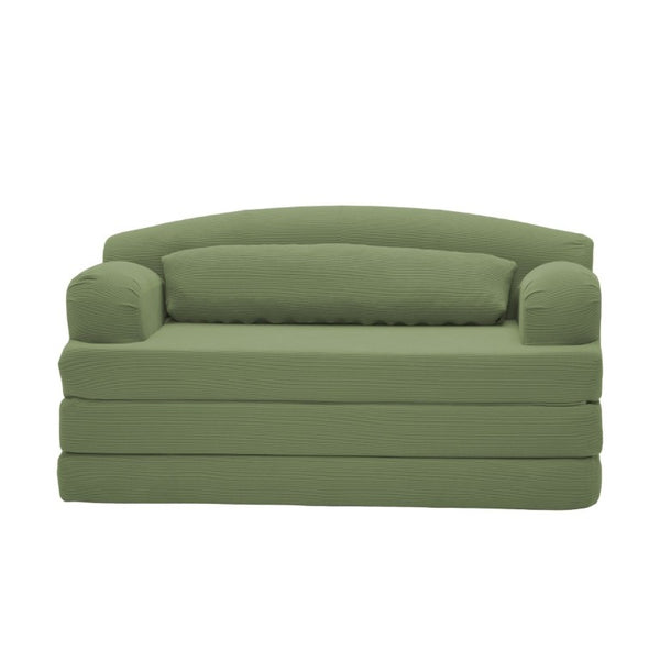 English Elm Foldable Corduroy Loveseat Sofa Bed with High Density Foam for Studio or Guest Room Grayish Green W5532P531662