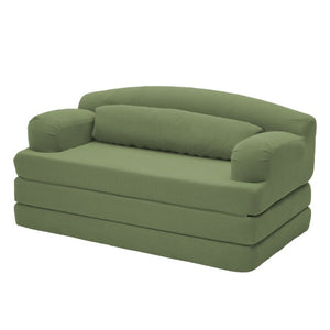 English Elm Foldable Corduroy Loveseat Sofa Bed with High Density Foam for Studio or Guest Room Grayish Green W5532P531662