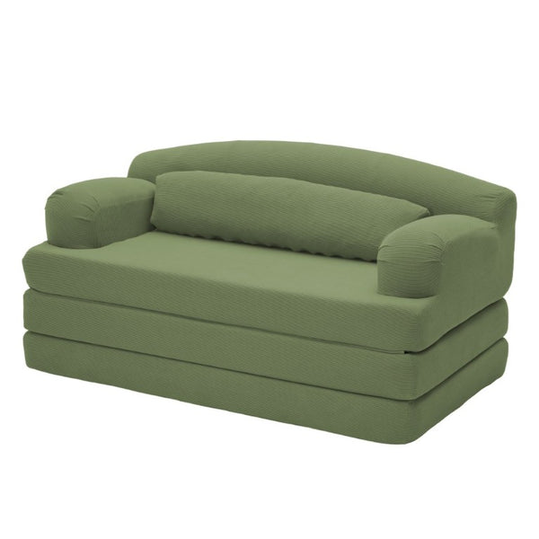 English Elm Foldable Corduroy Loveseat Sofa Bed with High Density Foam for Studio or Guest Room Grayish Green W5532P531662