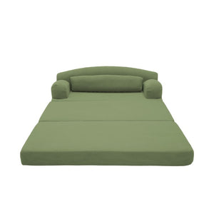 English Elm Foldable Corduroy Loveseat Sofa Bed with High Density Foam for Studio or Guest Room Grayish Green W5532P531662