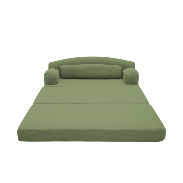 English Elm Foldable Corduroy Loveseat Sofa Bed with High Density Foam for Studio or Guest Room Grayish Green W5532P531662