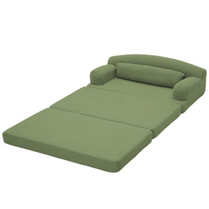 English Elm Foldable Corduroy Loveseat Sofa Bed with High Density Foam for Studio or Guest Room Grayish Green W5532P531662