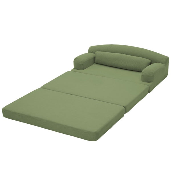 English Elm Foldable Corduroy Loveseat Sofa Bed with High Density Foam for Studio or Guest Room Grayish Green W5532P531662