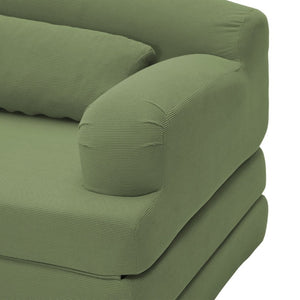 English Elm Foldable Corduroy Loveseat Sofa Bed with High Density Foam for Studio or Guest Room Grayish Green W5532P531662