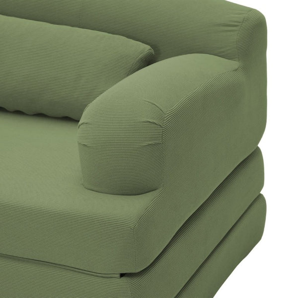 English Elm Foldable Corduroy Loveseat Sofa Bed with High Density Foam for Studio or Guest Room Grayish Green W5532P531662