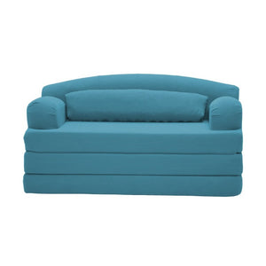 English Elm Foldable Corduroy Loveseat Sofa Bed with High Density Foam for Studio or Guest Room Sky Blue W5532P531664