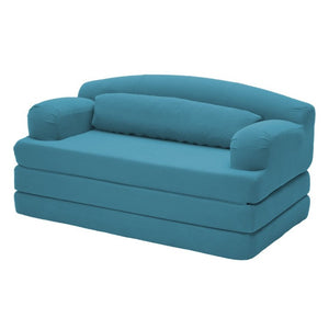 English Elm Foldable Corduroy Loveseat Sofa Bed with High Density Foam for Studio or Guest Room Sky Blue W5532P531664