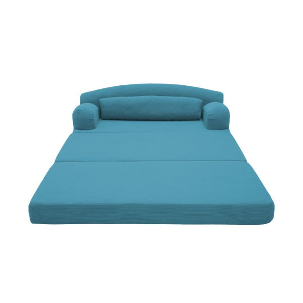 English Elm Foldable Corduroy Loveseat Sofa Bed with High Density Foam for Studio or Guest Room Sky Blue W5532P531664